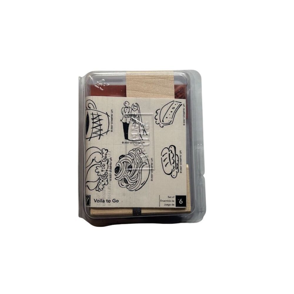 Stampin' Up Voila' To Go Rubber Stamps Set of 6 Wood Mounted